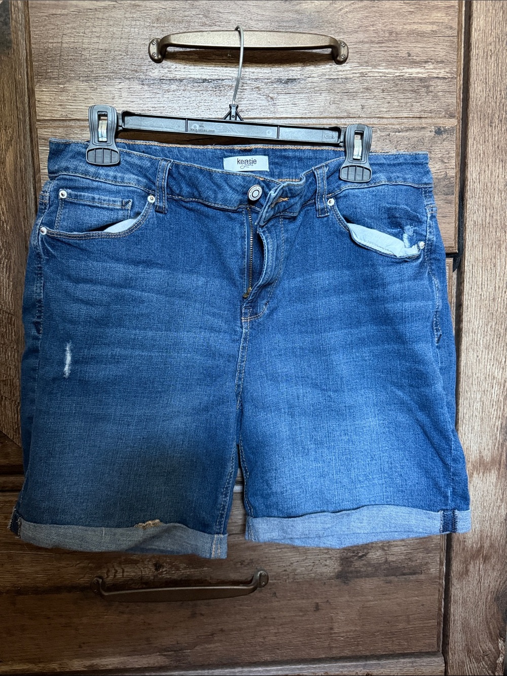 Kensie Mid-Blue Distressed Denim Shorts